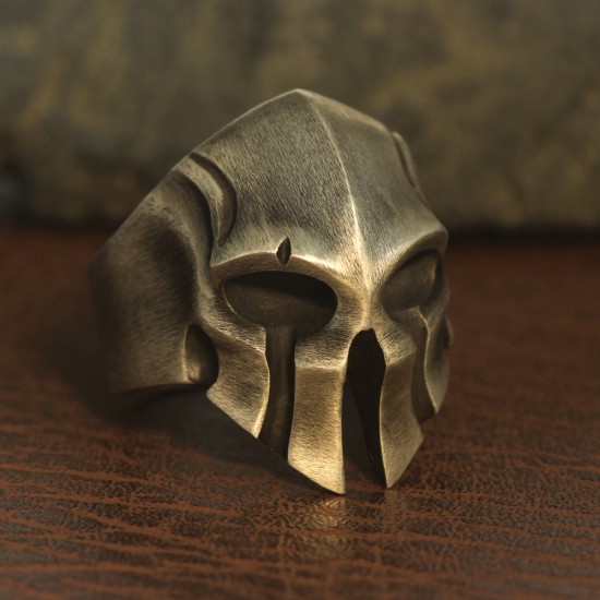 Vintage Spartan Warrior Skull Knight Helmet Mask Sterling Silver Ring Vintage Spartan Warrior Skull Knight Helmet Mask Sterling Silver Ring