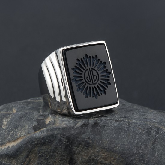 Men Gatsby Leonardo Dicaprio Black onyx Agate Signet Crest Sterling Silver Ring Men Gatsby Leonardo Dicaprio Black onyx Agate Signet Crest Sterling Silver Ring
