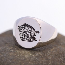The Secret Service Mens Deakin & Francis Vintage Seal Engraving Crest Boar Signet Ring 