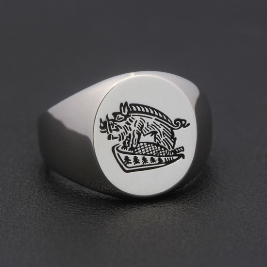The Secret Service Mens Deakin & Francis Vintage Seal Engraving Crest Boar Signet Ring