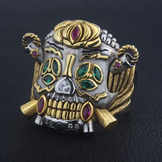 Men`s Sylvester Gardenzio Stallone Skull Cosplay Lucky 925 Sterling Silver Ring Men`s Sylvester Gardenzio Stallone Skull Cosplay Lucky 925 Sterling Silver Ring