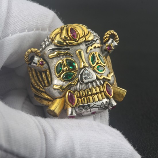 Men`s Sylvester Gardenzio Stallone Skull Cosplay Lucky 925 Sterling Silver Ring Men`s Sylvester Gardenzio Stallone Skull Cosplay Lucky 925 Sterling Silver Ring