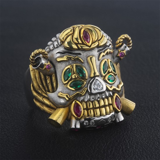 Men`s Sylvester Gardenzio Stallone Skull Cosplay Lucky 925 Sterling Silver Ring Men`s Sylvester Gardenzio Stallone Skull Cosplay Lucky 925 Sterling Silver Ring