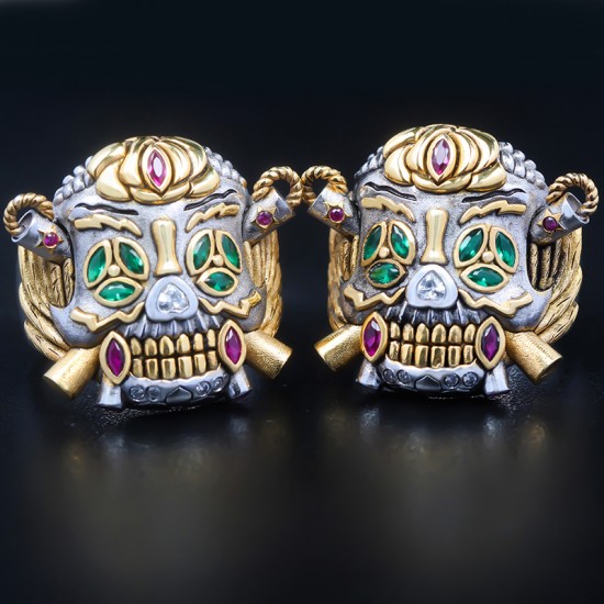 Men`s Sylvester Gardenzio Stallone Skull Cosplay Lucky 925 Sterling Silver Ring Men`s Sylvester Gardenzio Stallone Skull Cosplay Lucky 925 Sterling Silver Ring