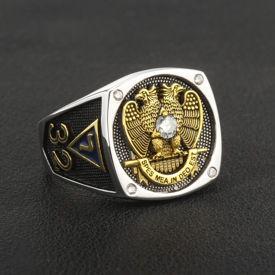 Vintage Scottish Rite Skull crossbone 32 Degree Masonic Sterling Silver Ring Vintage Scottish Rite Skull crossbone 32 Degree Masonic Sterling Silver Ring