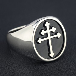 Antique Cross Of Lorraine Crusader Croix De Guerre Templar Fine Sterling Silver Ring