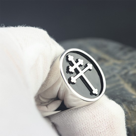 Antique Cross Of Lorraine Crusader Croix De Guerre Templar Fine Sterling Silver Ring Antique Cross Of Lorraine Crusader Croix De Guerre Templar Fine Sterling Silver Ring