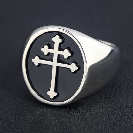 Chi Rho ΧΡ Alpha Omega Cross chrismon Jesus Sacred labarum Sterling Silver Ring