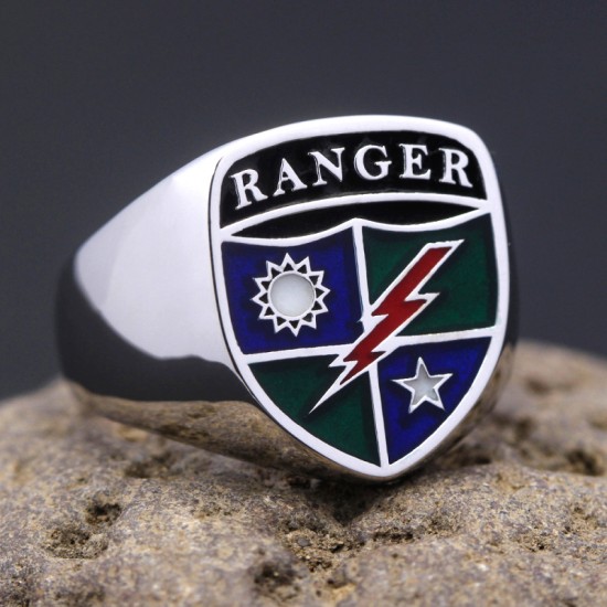 US Army Rangers Regiment 75th Military Veteran Solid Sterling Silver Ring US Army Rangers Regiment 75th Military Veteran Solid Sterling Silver Ring