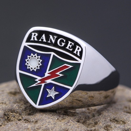 US Army Rangers Regiment 75th Military Veteran Solid Sterling Silver Ring