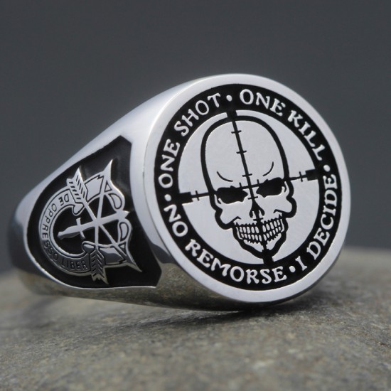 Sniper Rifle One Shot One Kill Army Special Force Military Genuine 925 Sterling Silver Ring Sniper Rifle One Shot One Kill Army Special Force Military Genuine 925 Sterling Silver Ring