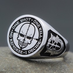 Sniper Rifle One Shot One Kill Army Special Force Military Genuine 925 Sterling Silver Ring