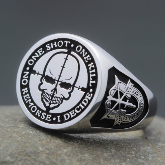 Sniper Rifle One Shot One Kill Army Special Force Military Genuine 925 Sterling Silver Ring Sniper Rifle One Shot One Kill Army Special Force Military Genuine 925 Sterling Silver Ring