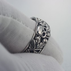 Death's Head Panzer Totenkopfring SS-Ehrenring Der Skull  German Sterling Silver Ring