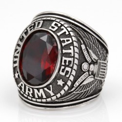  Superb Men`s United States US Army Military Soldier Souvenir Gemstone Sterling Silver Ring