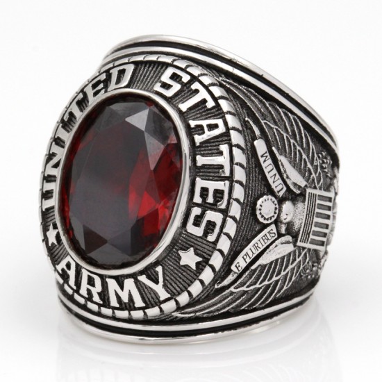 Superb Men`s United States US Army Military Soldier Souvenir Gemstone Sterling Silver Ring Superb Men`s United States US Army Military Soldier Souvenir Gemstone Sterling Silver Ring