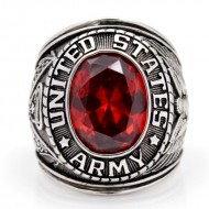  Superb Men`s United States US Army Military Soldier Souvenir Gemstone Sterling Silver Ring