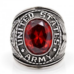  Superb Men`s United States US Army Military Soldier Souvenir Gemstone Sterling Silver Ring