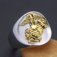 US Marine Corps USMC Veteran Military Sterling Silver Ring