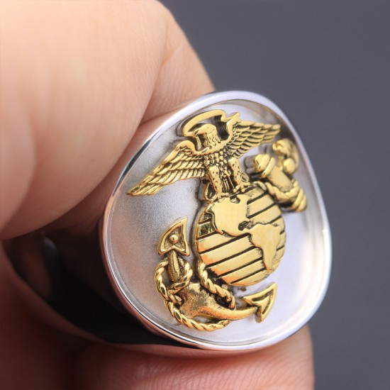 US Marine Corps USMC Veteran Military Sterling Silver Ring US Marine Corps USMC Veteran Military Sterling Silver Ring