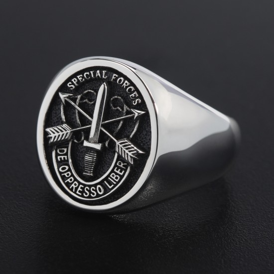 US Army Special Forces De Oppresso Liber Sterling Silver Ring