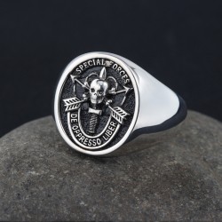 United States Army Special Forces De Oppresso Liber Skull Genuine Sterling Silver Ring