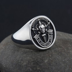 United States Army Special Forces De Oppresso Liber Skull Genuine Sterling Silver Ring