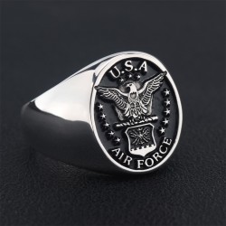 Mens US Air Force USAF Militrary Geniune 925 Sterling Silver Ring