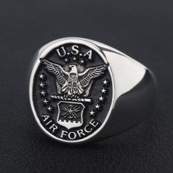 Mens US Air Force USAF Militrary Geniune 925 Sterling Silver Ring