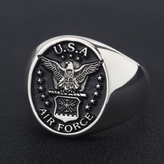 Mens US Air Force USAF Militrary Geniune 925 Sterling Silver Ring Mens US Air Force USAF Militrary Geniune 925 Sterling Silver Ring