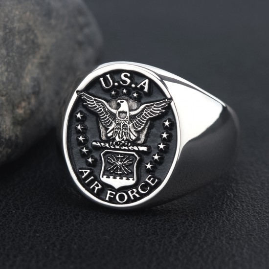 Mens US Air Force USAF Militrary Geniune 925 Sterling Silver Ring Mens US Air Force USAF Militrary Geniune 925 Sterling Silver Ring