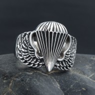 US Army Airborne Parachutist Paratrooper Badge Jump Wings Sterling Silver Ring
