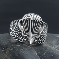 US Army Airborne Parachutist Paratrooper Badge Jump Wings Sterling Silver Ring