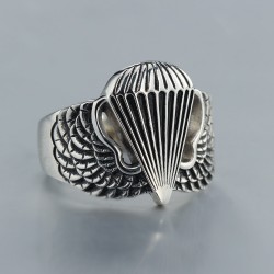 US Army Airborne Parachutist Paratrooper Badge Jump Wings Sterling Silver Ring