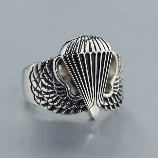 US Army Airborne Parachutist Paratrooper Badge Jump Wings Sterling Silver Ring US Army Airborne Parachutist Paratrooper Badge Jump Wings Sterling Silver Ring