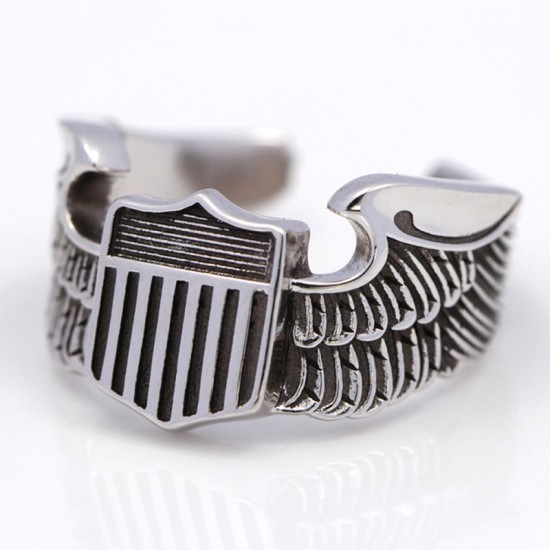 Men`s WWII US Army Air Force Pilot Eagle Wings 925 Sterling Silver Jewelry Ring Men`s WWII US Army Air Force Pilot Eagle Wings 925 Sterling Silver Jewelry Ring