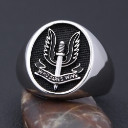 Special Air Service SAS Who Dares Wins Army Force Military Insignia Solid Sterling Silver Ring