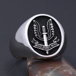 Special Air Service SAS Who Dares Wins Army Force Military Insignia Solid Sterling Silver Ring