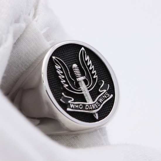 Special Air Service SAS Who Dares Wins Army Force Military Insignia Solid Sterling Silver Ring Special Air Service SAS Who Dares Wins Army Force Military Insignia Solid Sterling Silver Ring