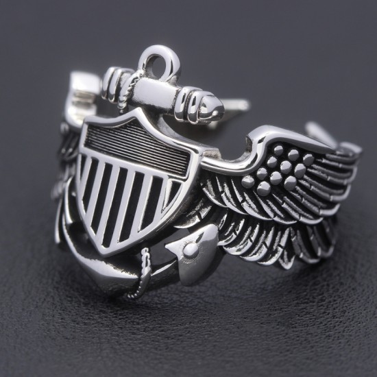 Vintage WW2 USN Navy Naval Aviator Pilot Wings Fine Sterling Silver Ring Vintage WW2 USN Navy Naval Aviator Pilot Wings Fine Sterling Silver Ring