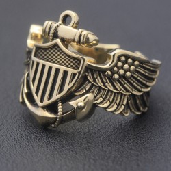 Vintage WW2 USN Navy Naval Aviator Pilot Wings Fine Sterling Silver Ring