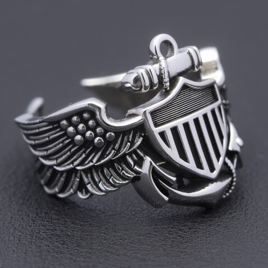 Vintage WW2 USN Navy Naval Aviator Pilot Wings Fine Sterling Silver Ring Vintage WW2 USN Navy Naval Aviator Pilot Wings Fine Sterling Silver Ring