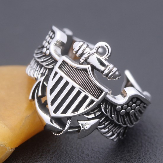 Vintage WW2 USN Navy Naval Aviator Pilot Wings Fine Sterling Silver Ring Vintage WW2 USN Navy Naval Aviator Pilot Wings Fine Sterling Silver Ring