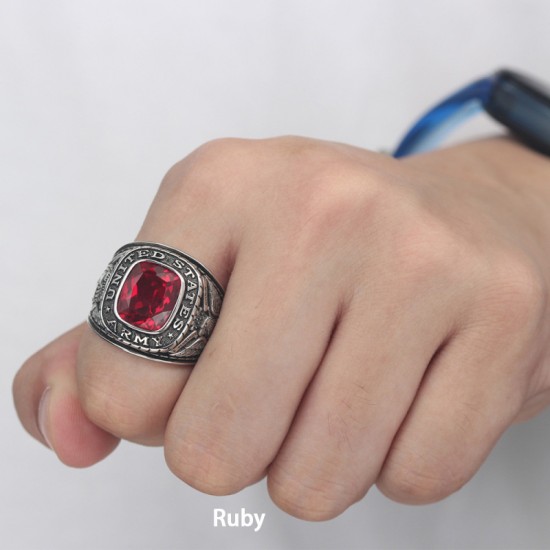 United States US Army Veteran Soldier Military Gemstone Sterling Silver Ring United States US Army Veteran Soldier Military Gemstone Sterling Silver Ring