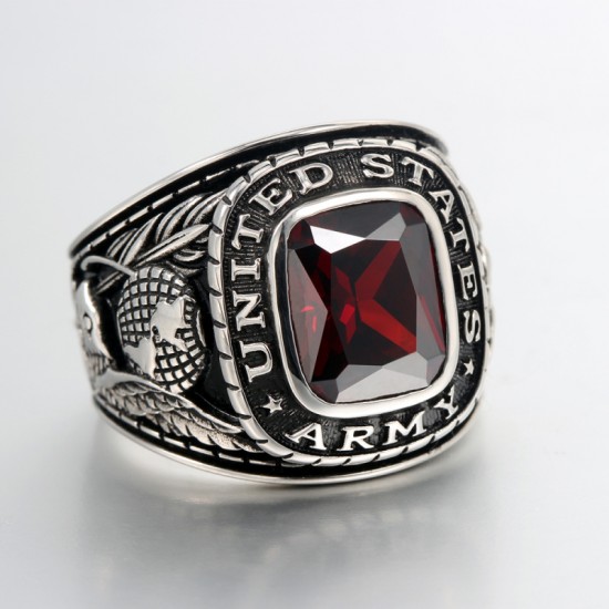 United States US Army Veteran Soldier Military Gemstone Sterling Silver Ring United States US Army Veteran Soldier Military Gemstone Sterling Silver Ring