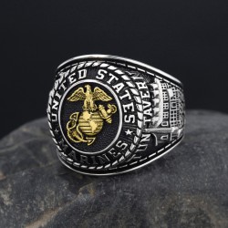 Vintage United States Marine Corps USMC Sergeant Veteran Military 925 Sterling Silver Ring