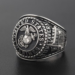 Vintage United States Marine Corps USMC Sergeant Veteran Military 925 Sterling Silver Ring