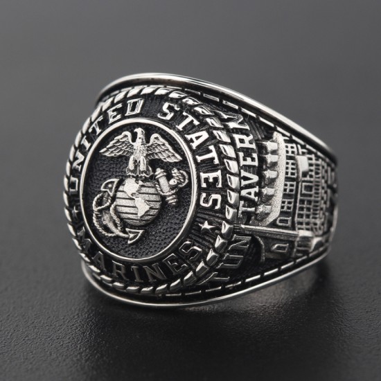 Vintage United States Marine Corps USMC Sergeant Veteran Military 925 Sterling Silver Ring Vintage United States Marine Corps USMC Sergeant Veteran Military 925 Sterling Silver Ring