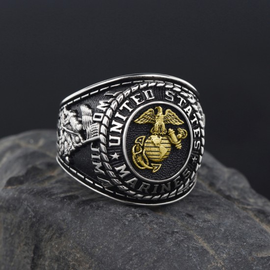 Vintage United States Marine Corps USMC Sergeant Veteran Military 925 Sterling Silver Ring Vintage United States Marine Corps USMC Sergeant Veteran Military 925 Sterling Silver Ring