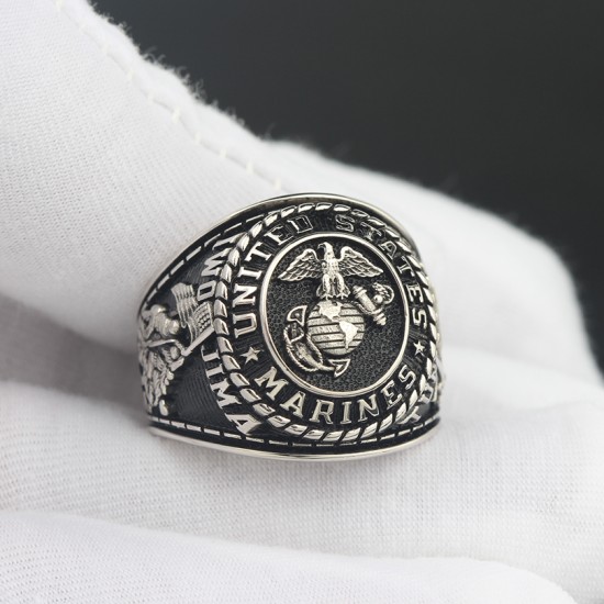 Vintage United States Marine Corps USMC Sergeant Veteran Military 925 Sterling Silver Ring Vintage United States Marine Corps USMC Sergeant Veteran Military 925 Sterling Silver Ring